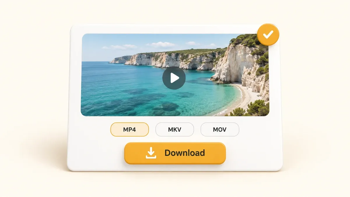 Edited video preview with MP4, MKV and MOV export options and a download button.