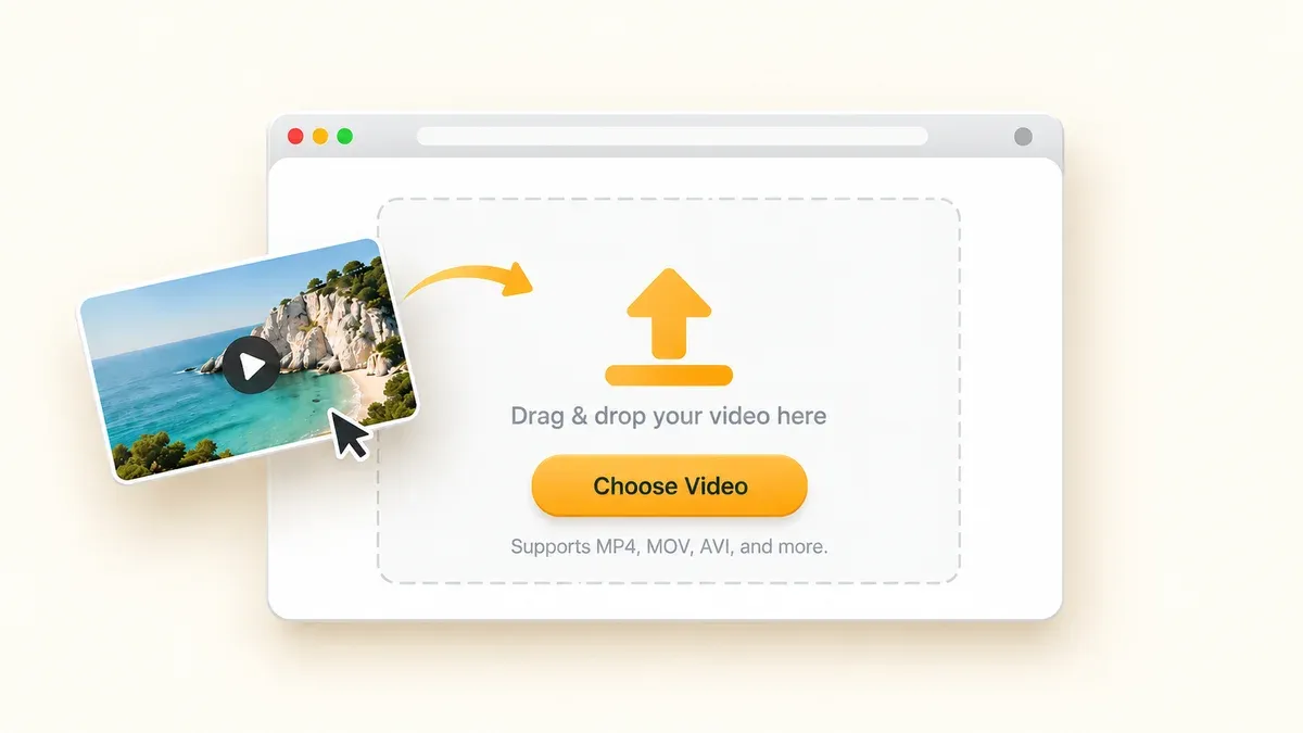 A video file dragged from a device into the local upload area.
