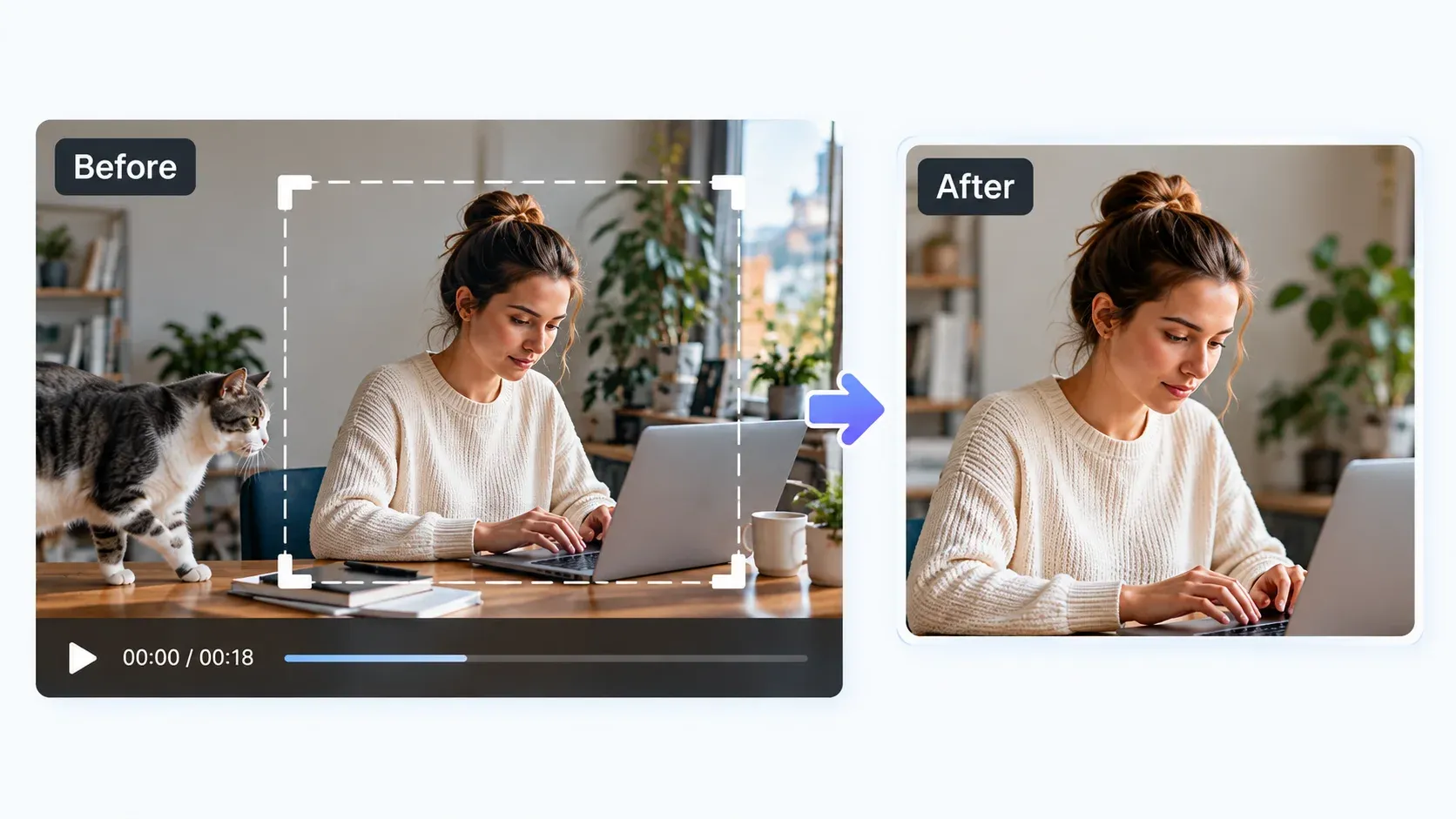 A cluttered desk and other distractions removed by cropping the frame.
